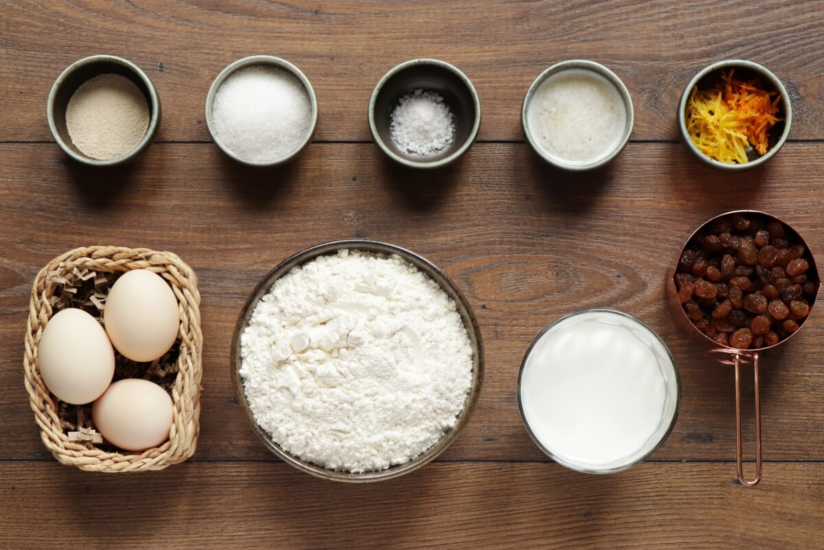 Ingridiens for Ukrainian Easter Bread