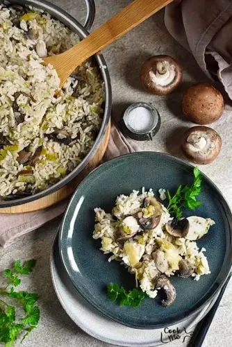 Chicken with Rice, Leeks and Mushrooms