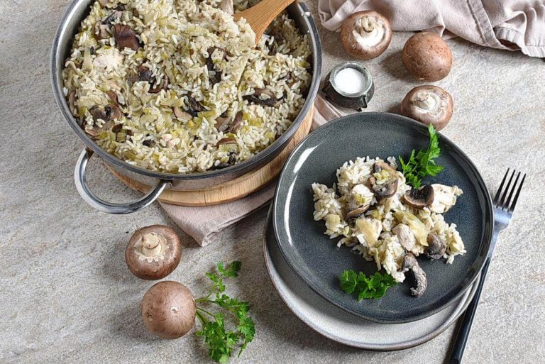 Step 4 - Chicken with Rice, Leeks and Mushrooms