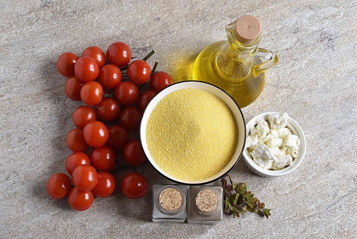 Ingridiens for Crisp Polenta with Roasted Cherry Tomatoes