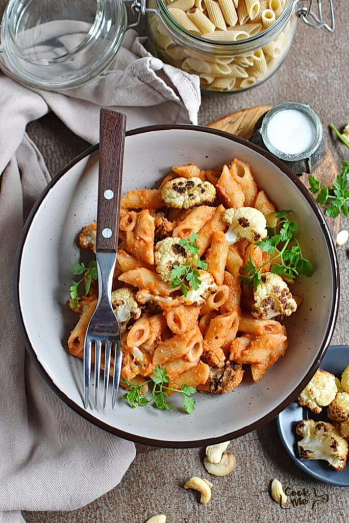 Red Pepper Pasta with Roasted Cauliflower