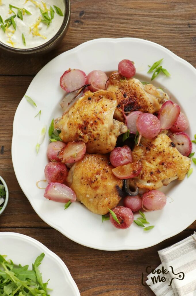 Roasted Chicken Thighs & Radishes