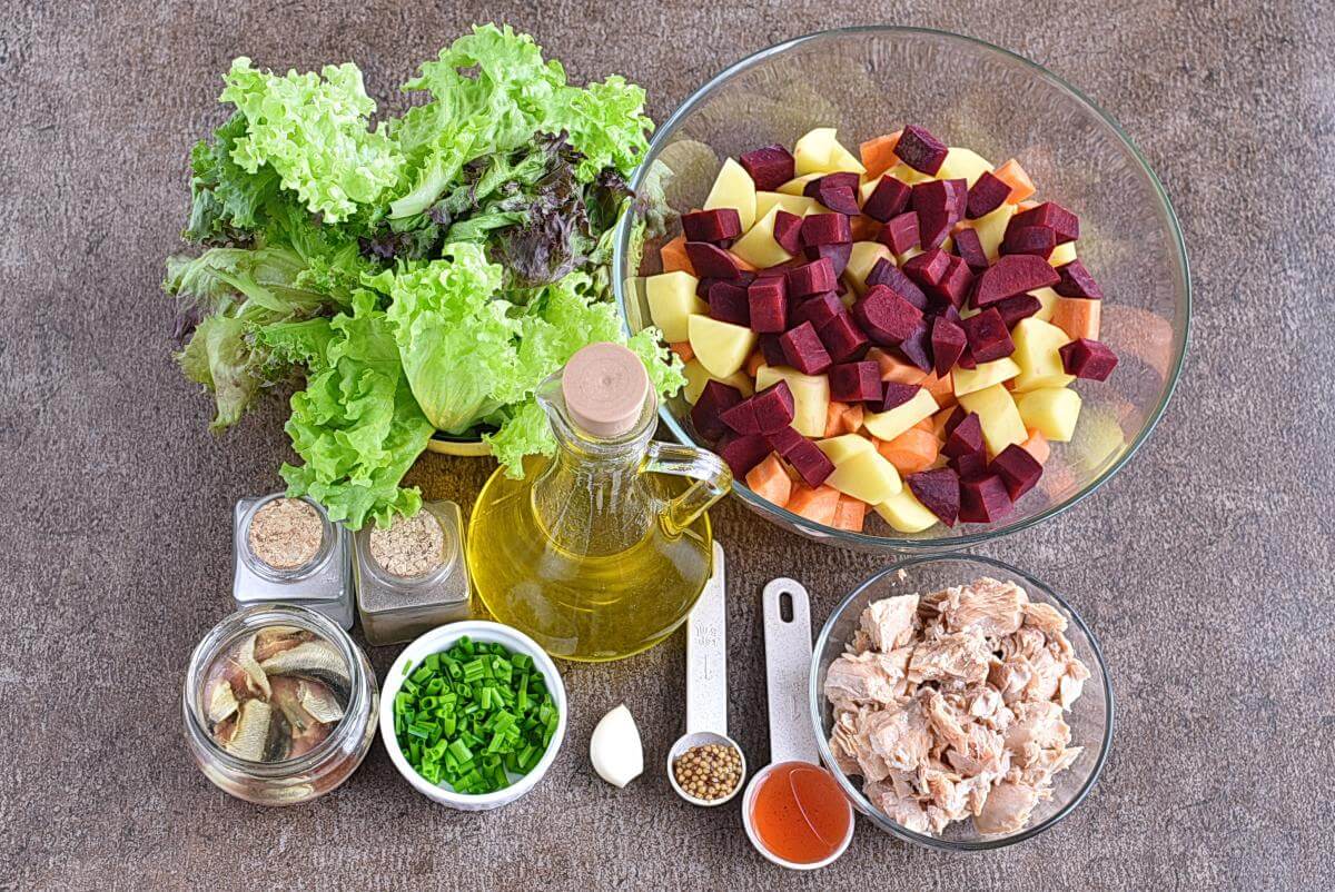 Ingridiens for Salmon & Roasted Vegetable Salad