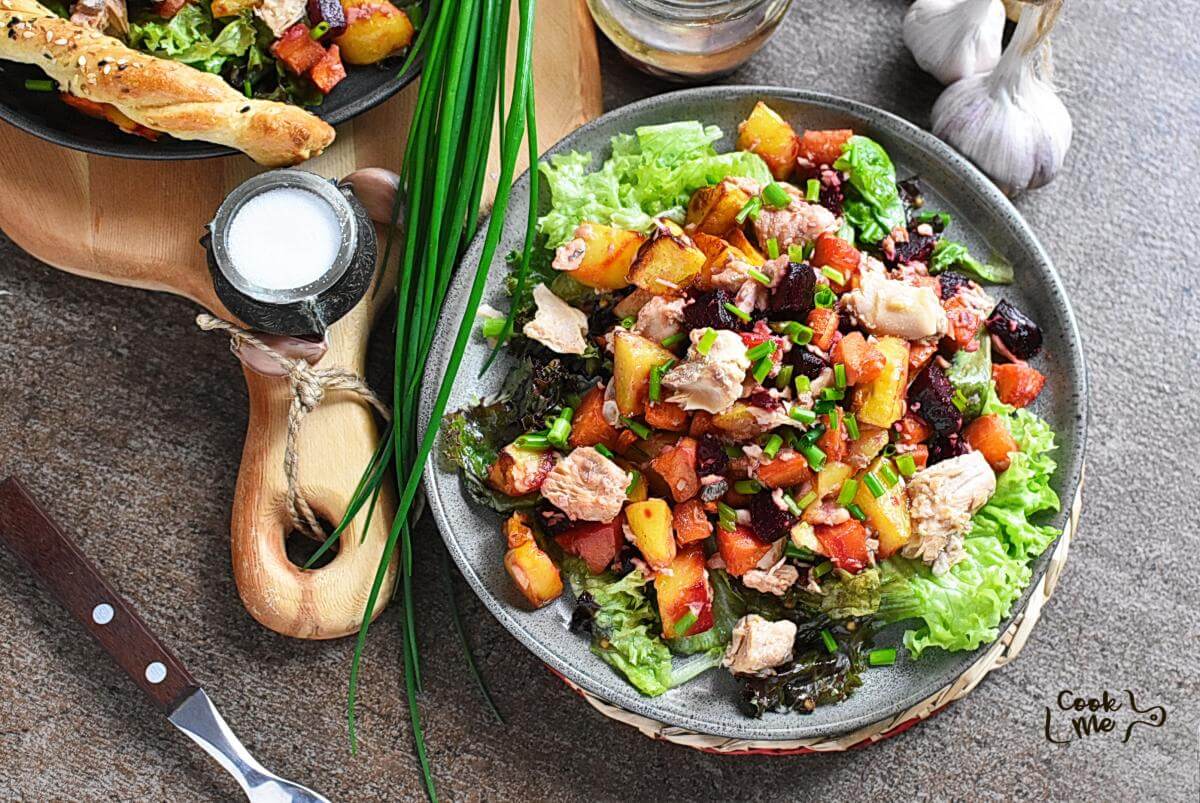 Salmon & Roasted Vegetable Salad Recipes– Homemade Salmon & Roasted Vegetable Salad – Easy Salmon & Roasted Vegetable Salad