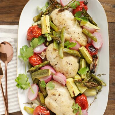 Sheet-Pan Chicken with Spring Vegetables Recipe-30 Minute Sheet Pan Dinner-Easy Sheet Pan Dinner