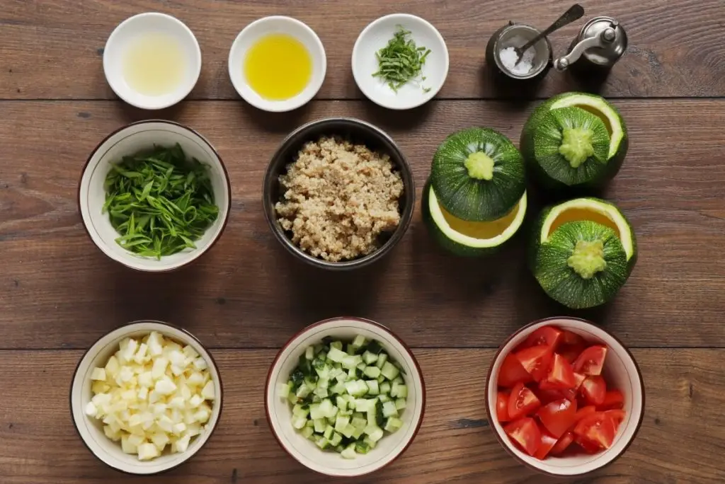 Ingredients for Stuffed Eight Ball Zucchini