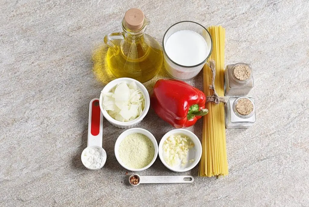 Ingredients for Vegan Roasted Red Pepper Pasta
