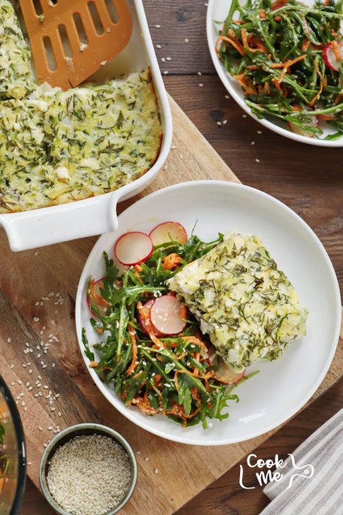 Zucchini Casserole with Spring Salad