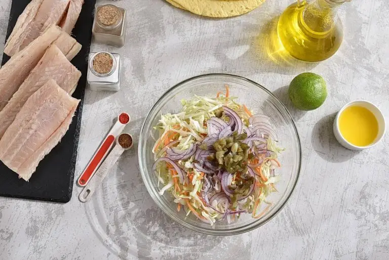 Step 1 - Fish Tacos with Jalapeño Slaw