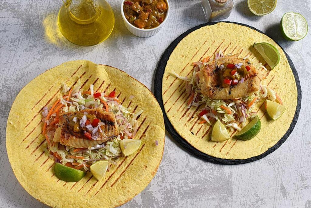 How to serve Fish Tacos with Jalapeño Slaw