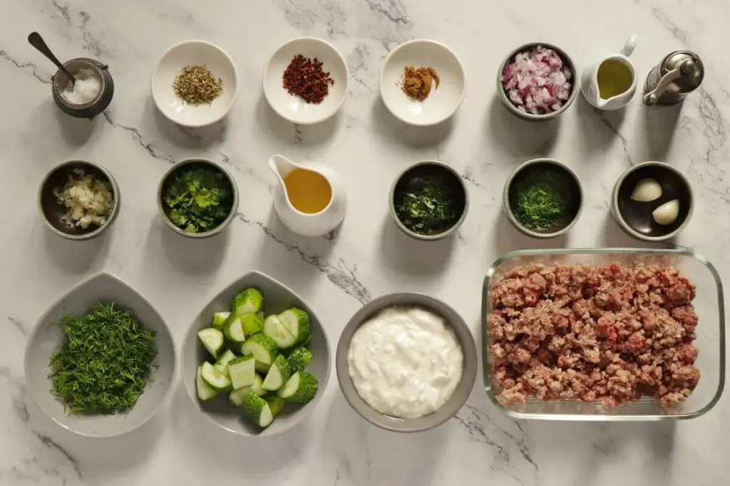 Ingredients for Greek Meatballs with Tzatziki Sauce