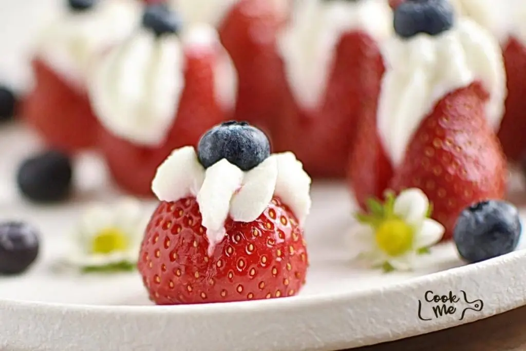 Red White and Blue Cheesecake Stuffed Strawberries