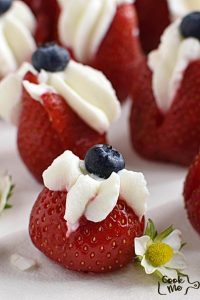 Red White and Blue Cheesecake Stuffed Strawberries