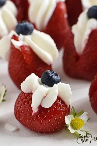Red White and Blue Cheesecake Stuffed Strawberries