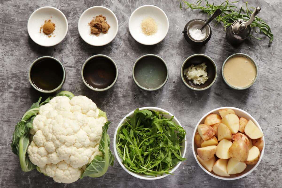 Ingridiens for Roasted Cauliflower and Potato Salad