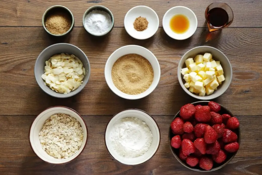 Ingredients for Strawberry Bourbon Crisp