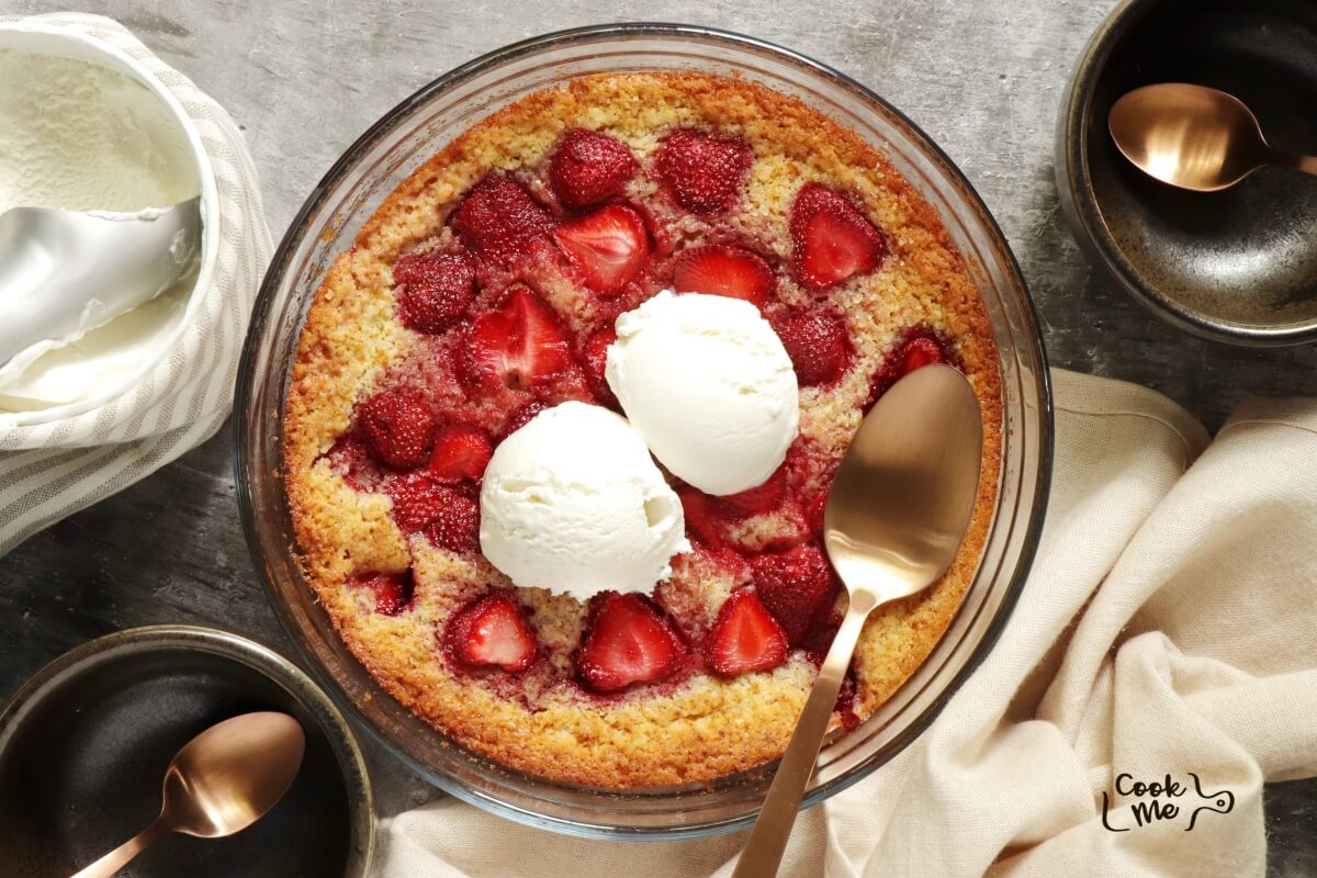 Strawberry spoon bread