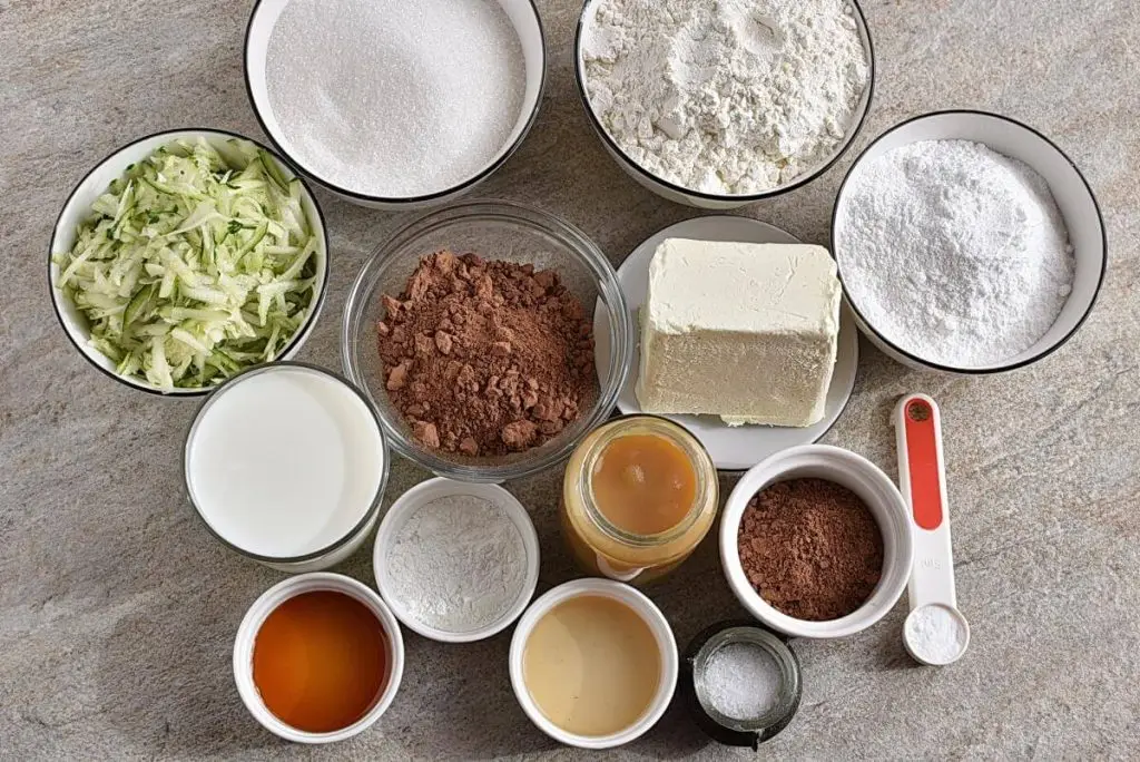 Ingredients for Vegan Chocolate Zucchini Cake