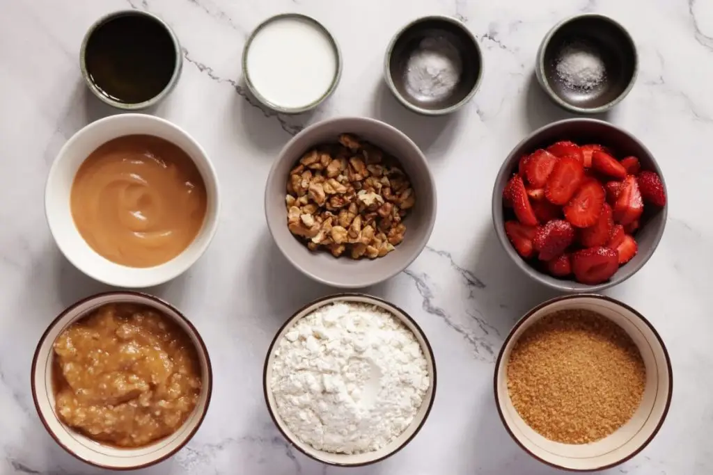 Ingredients for Easy Strawberry Banana Bread