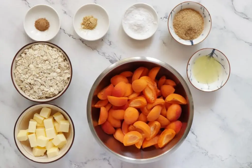 Ingredients for Fresh Apricot Crumble