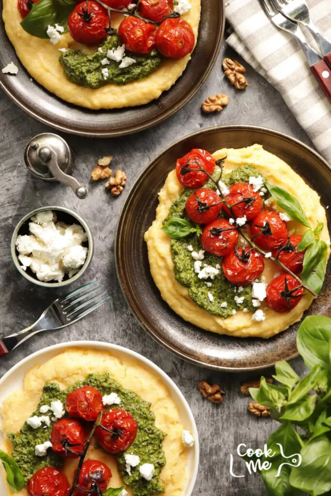 Polenta with Pesto and Roasted Tomatoes