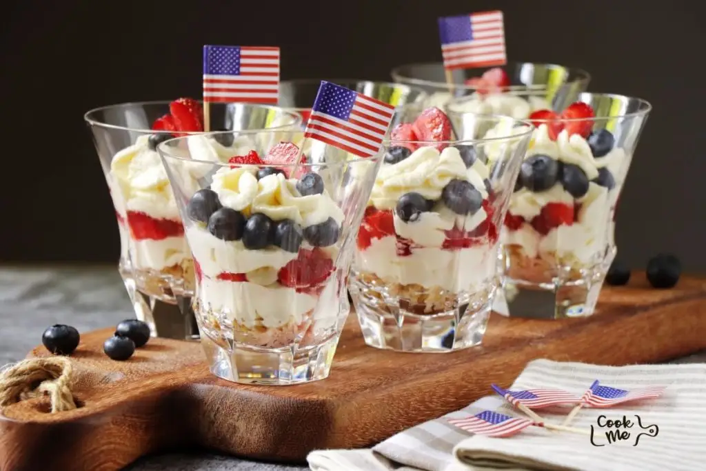 Red, White and Blue, No-Bake Cheesecake Trifle