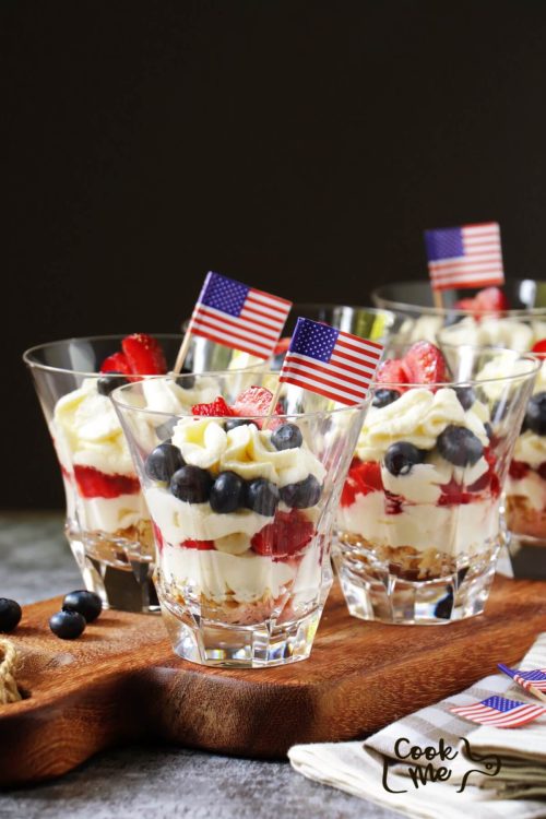 Red, White and Blue, No-Bake Cheesecake Trifle