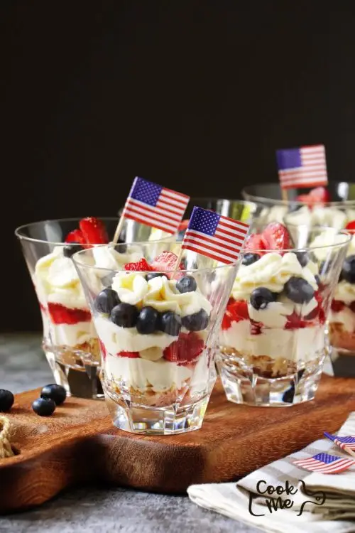 Red, White and Blue, No-Bake Cheesecake Trifle