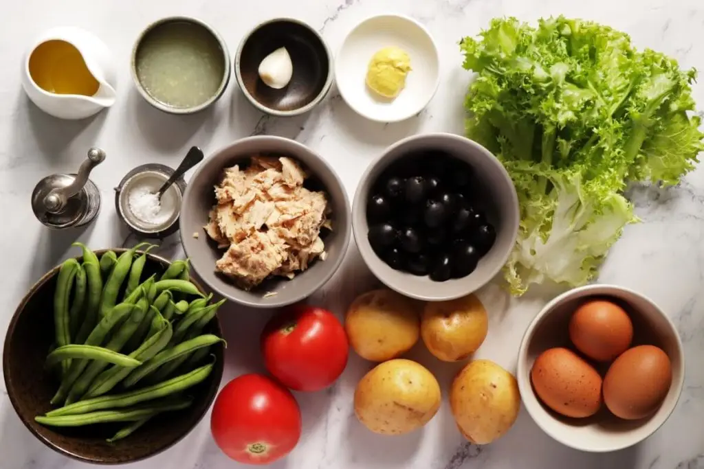 Ingredients for Tuna Nicoise Salad