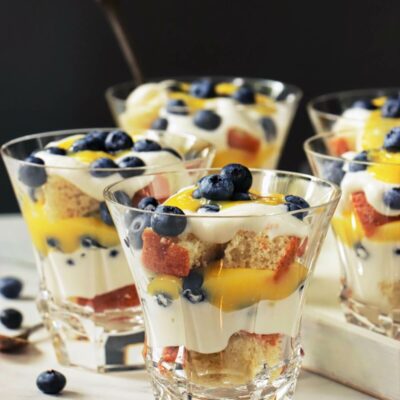 Individual Lemon Blueberry Trifles Recipe-Berry Trifle with Lemon Curd-Labor Day Dessert Recipe Ideas