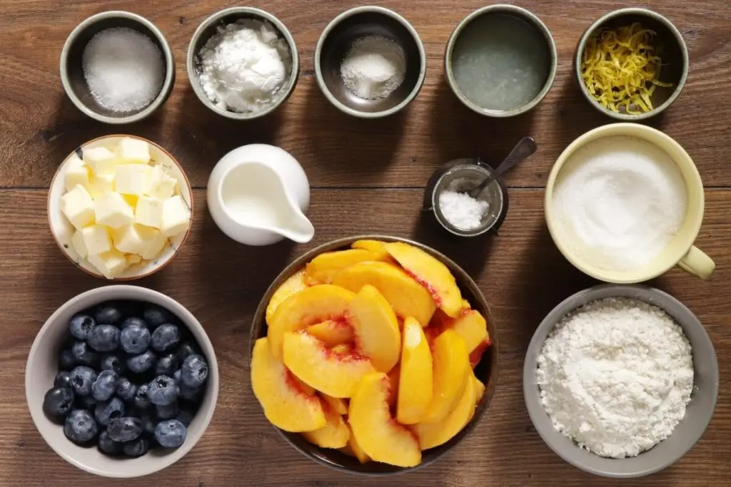 Ingredients for Peach Blueberry Cobbler