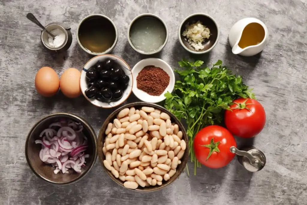 Ingredients for Piyaz – Turkish White Bean Salad