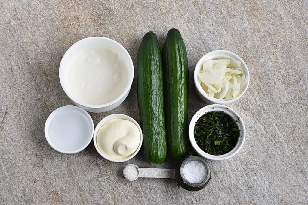 Ingredients for Creamy Cucumber Salad