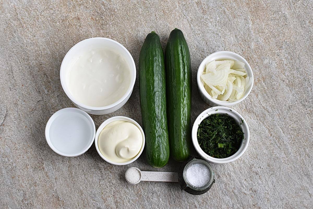 Ingridiens for Creamy Cucumber Salad