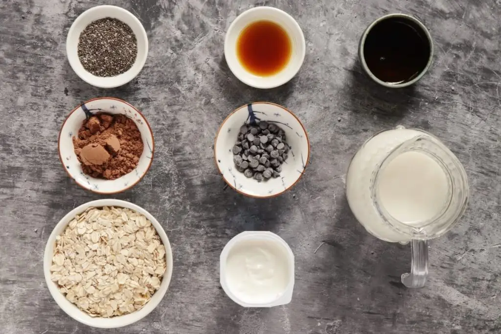 Ingredients for The Best Chocolate Overnight Oats
