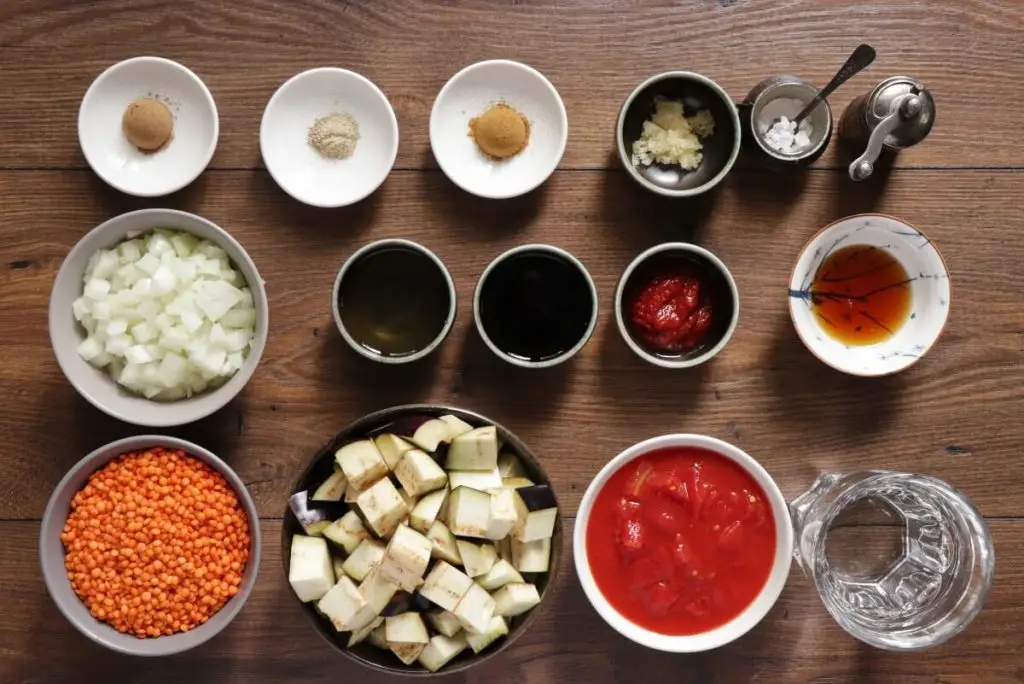 Ingredients for Eggplant Lentil Stew