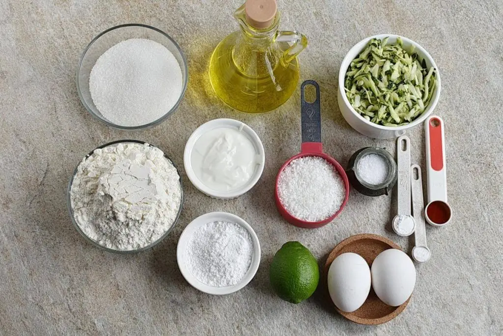 Ingredients for Lime Coconut Zucchini Bread
