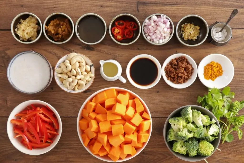 Ingredients for One Pot Pumpkin Yellow Curry