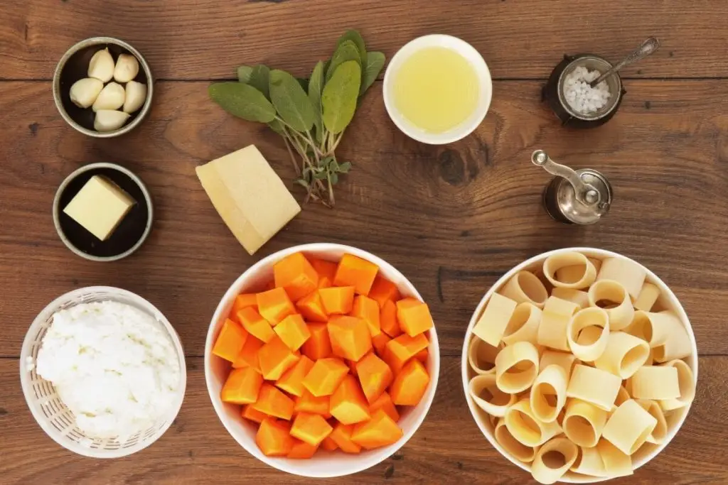 Ingredients for Pumpkin Pasta with Ricotta