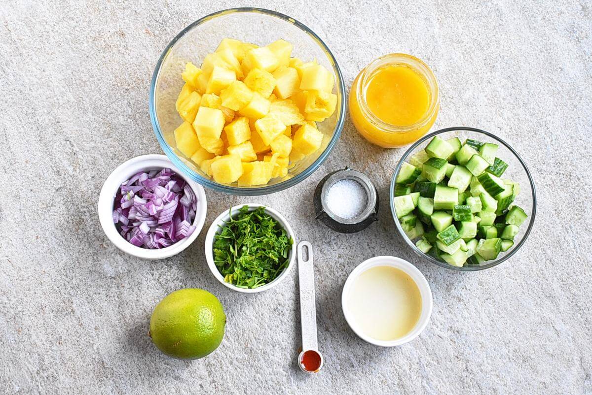 Ingridiens for Thai Pineapple Cucumber Salad