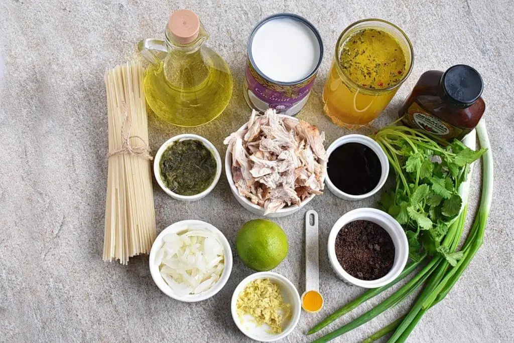 Ingredients for Thai-Inspired Chicken and Rice Noodle Soup