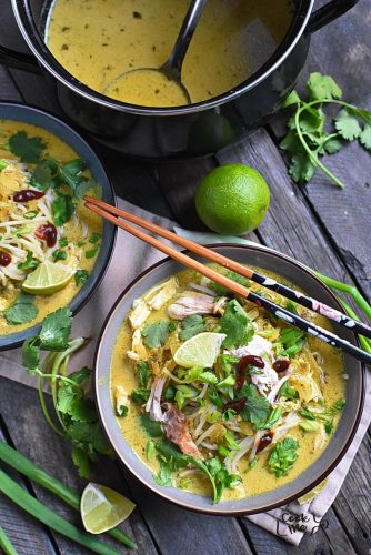 Thai-Inspired Chicken and Rice Noodle Soup