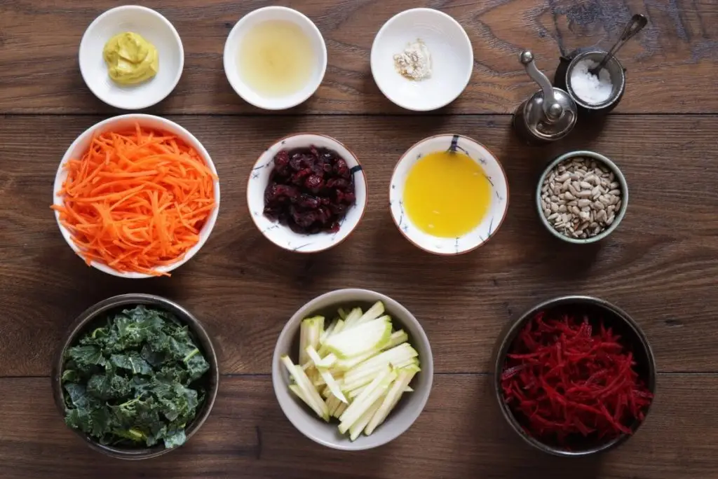 Ingredients for Vegan ABC + K Slaw
