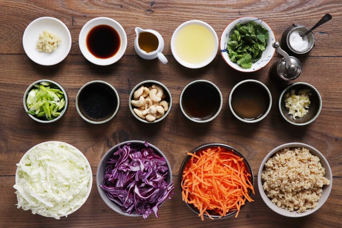 Ingridiens for Asian Slaw with Ginger Dressing