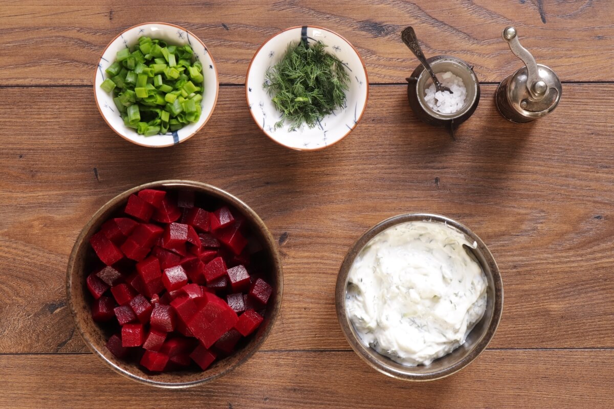 Ingridiens for Beet Tzatziki Salad