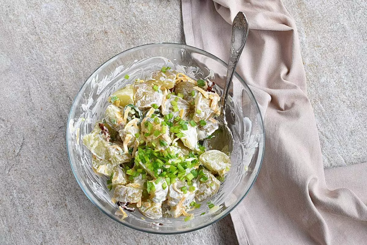 Jalapeno Popper Potato Salad featuring @Heath Riles Garlic Jalapeno Ru