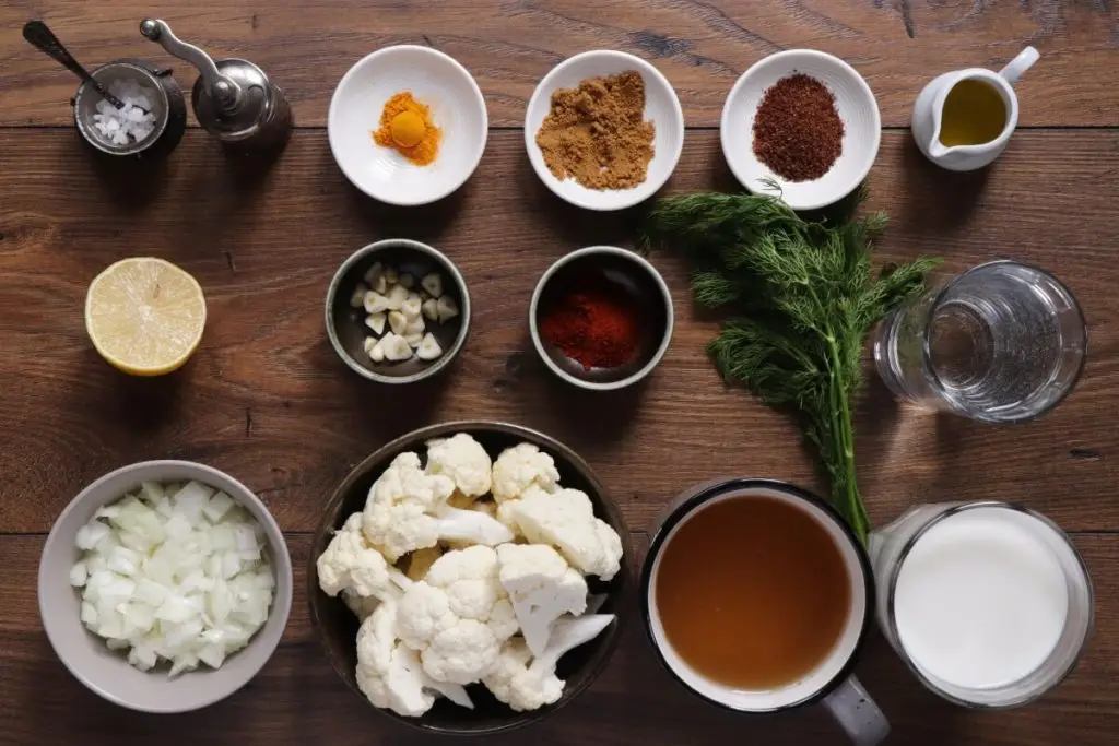 Ingredients for Cream of Cauliflower Soup