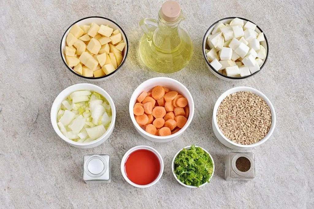 Ingredients for Farro Salad with Roasted Root Vegetables