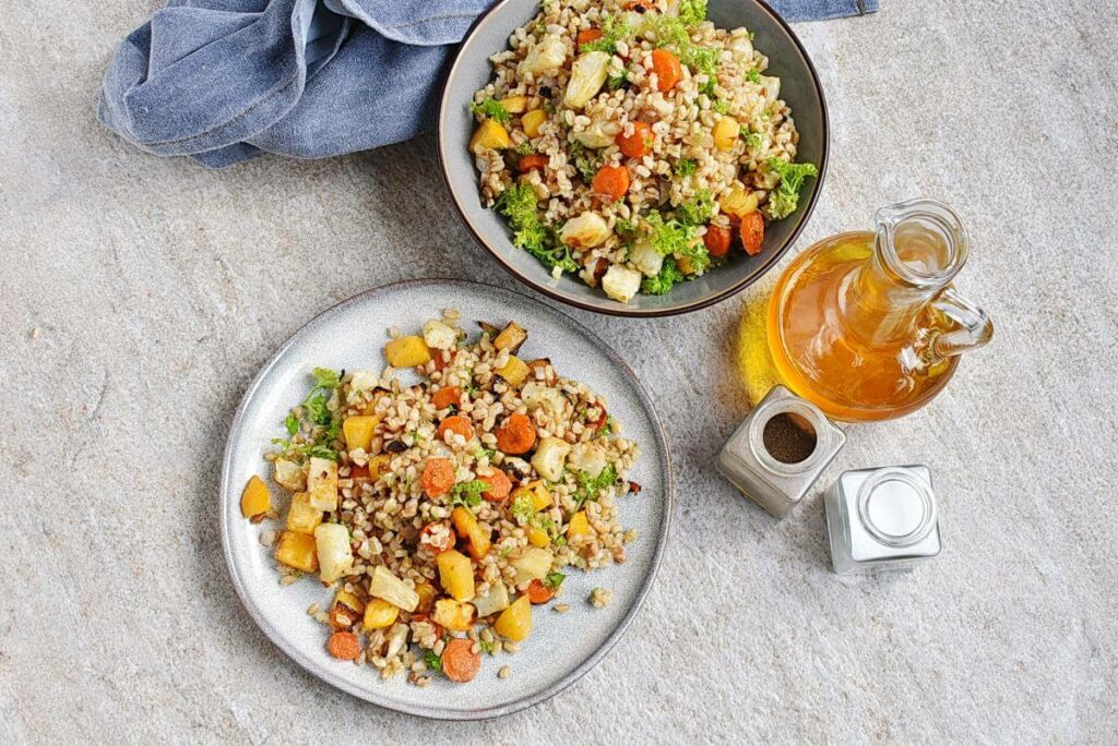 How to serve Farro Salad with Roasted Root Vegetables