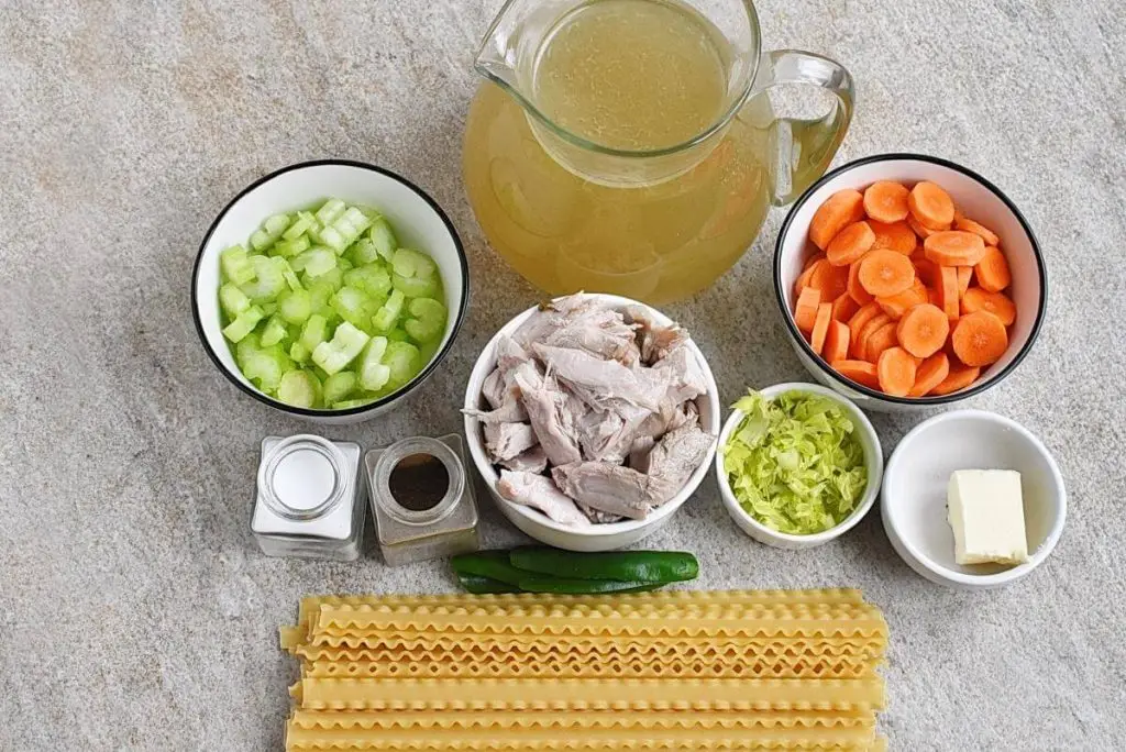 Ingredients for Jalapeno Turkey Noodle Soup